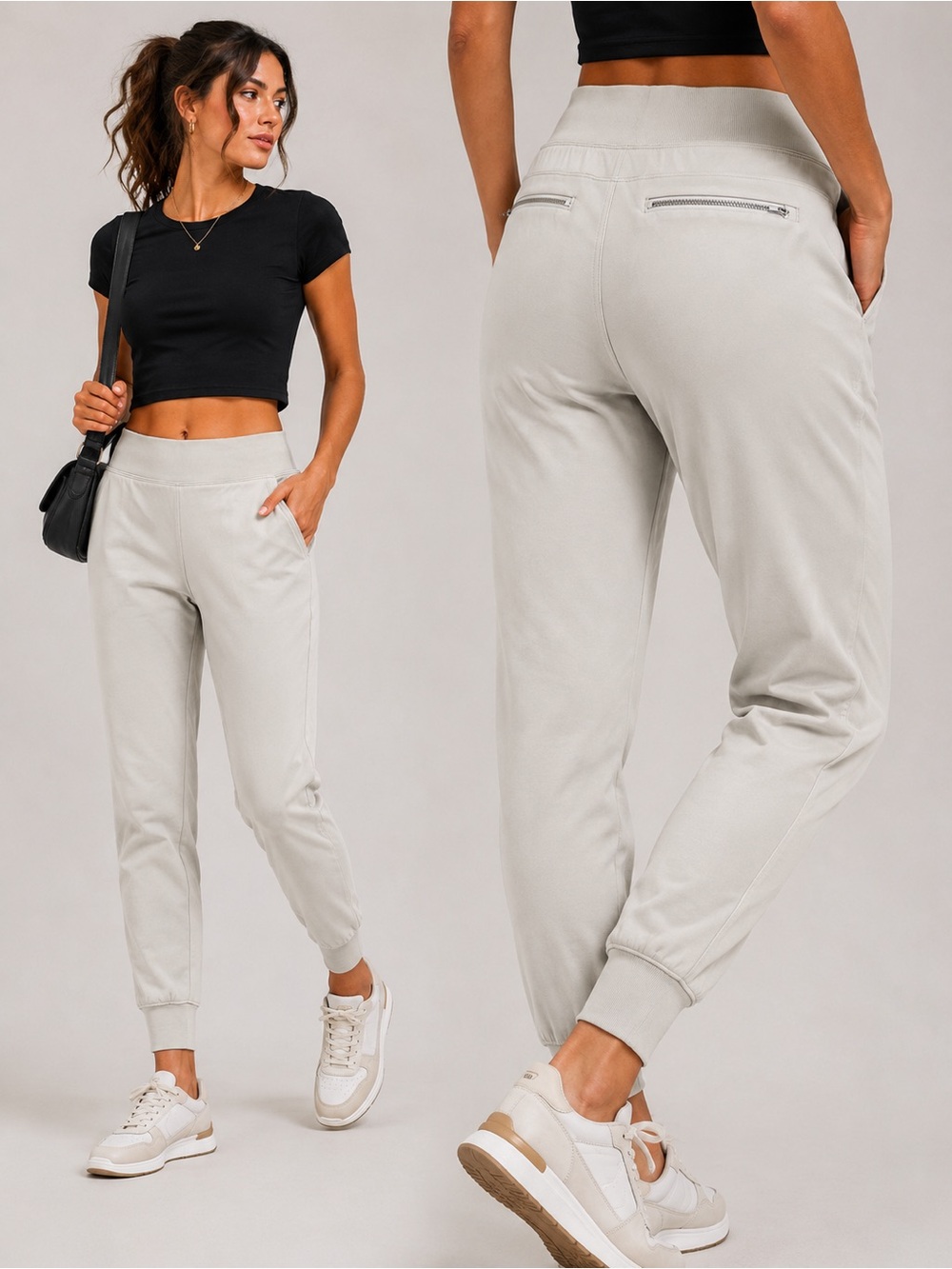 Athleta Venice High-Rise Joggers Pants Cream Women’s Size M